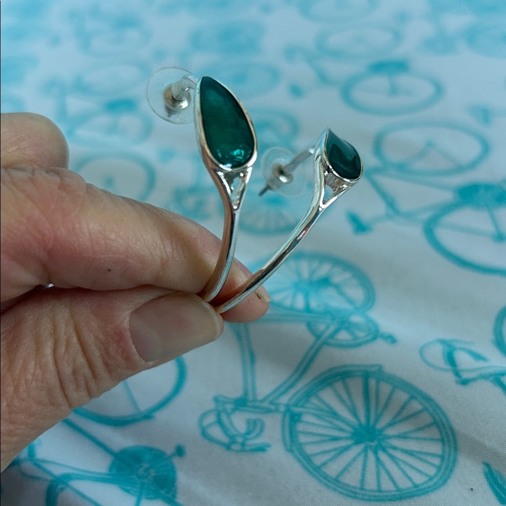 Silver hoops w/teal ✨Bundle Deal✨ - Picture 6 of 6